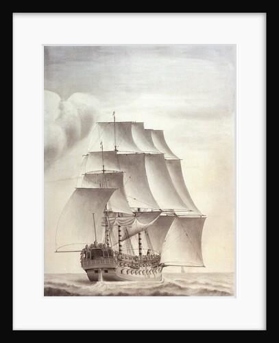 Portrait of the English ship 'Worcester' 60 guns by John Hood