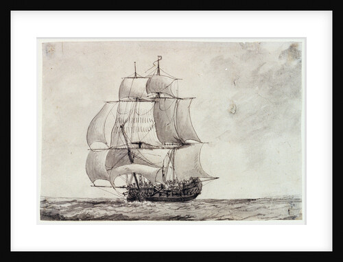 Frigate under full sail by Charles Gore