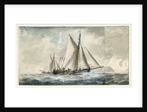 A Dutch gaff-rigged vessel, with a cutter beyond, off the English coast by Charles Gore