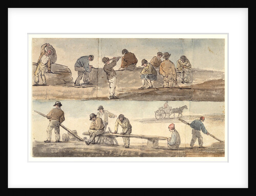 Fishermen on a beach, with horse-cart by William Payne