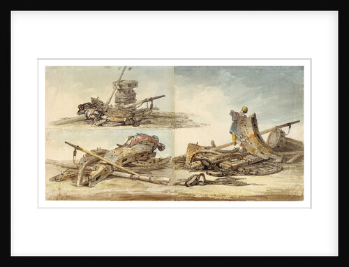 Three figureheads and dismasted ships gear by William Payne