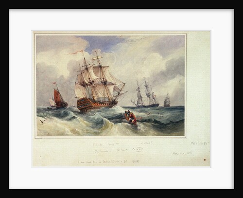 A ship lying to by Samuel Owen