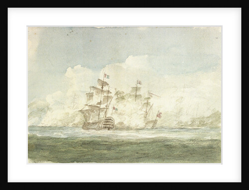 The Battle of the Glorious First of June, 1794; the 'Queen Charlotte' to leeward of the 'Montagne' by Nicholas Pocock
