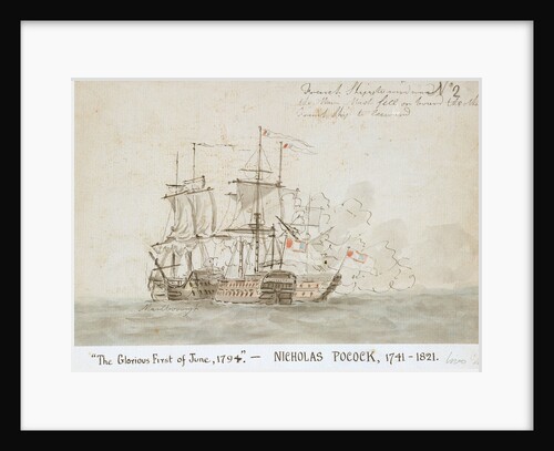 The Battle of the Glorious First of June, 1794; the 'Marlborough' engaged with two French ships (No.2) by Nicholas Pocock