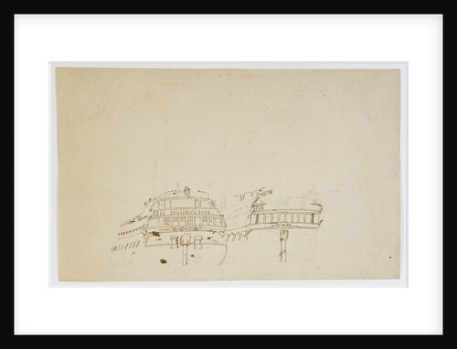 The Battle of the Glorious First of June, 1794; stern views of  the captured French ships 'L' America' and 'La Juste' by Nicholas Pocock
