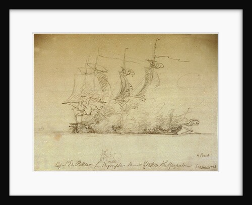 Captain Sir Edward Pellew's 'Nymphe' boards and takes the 'Cleopatra', 18 June 1793 by Nicholas Pocock