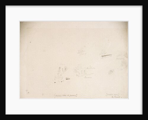 Sketch plan showing position of warships during Sir John Warren's action off the Channel Islands, 23 April 1794 by Nicholas Pocock