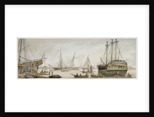 An East Indiaman drawn up for repairs by Samuel Atkins