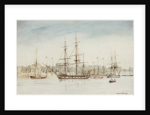 The survey ship HMS 'Beagle' in Sydney harbour by Owen Stanley