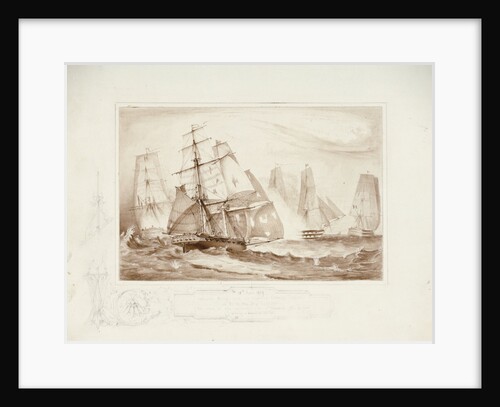 15th April 1809. Intrepid Behaviour of Captain Charles Napier in H.M. 18 gun Brig Recruit. For which he was appointed to the d'Haupoult - 111 74 now pouring a broadside into her by G.W. Terry