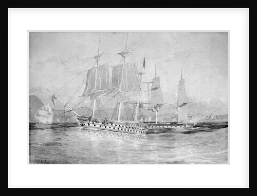Ganges & Blanche becalmed in the swell off the Bar of Rio Augst/27 by E.E. Vidal