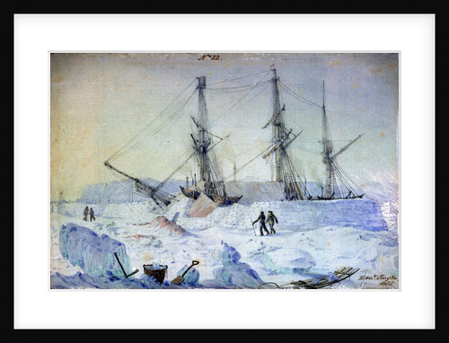 No.22 is a view of the Port side of the ship with an effect of sunrise in February 1837 and shewing the state of the snow walls at that time by William Smyth