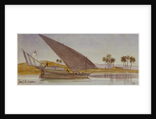 The banks of the Nile with a large gyassi passing by by Edward Lear