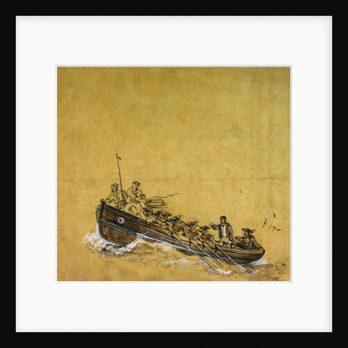 A naval long-boat by Oswald Walter Brierly