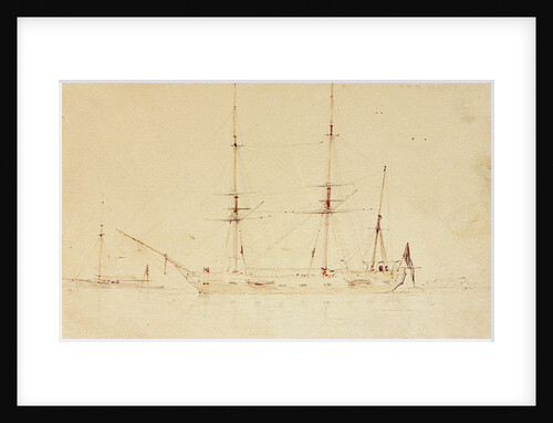 HMS 'Beagle' at anchor in a calm by Oswald Walter Brierly