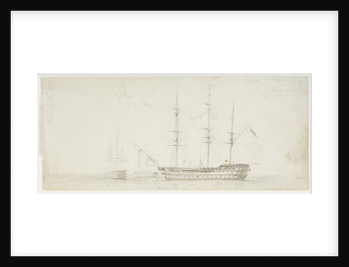 The 'Royal William' at anchor by Oswald Walter Brierly