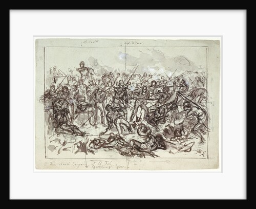 The Naval Brigade (Officers of HMS 'Euryalus' and 'Carysfort') with Gatling guns, repelling an attack at El Jeb, Upper Egypt, 29 February 1884 by AS