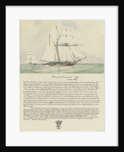 Boarding of the Spanish slave schooner Esperance by midshipman William Mansell commanding the gig of HMS Morgiana December 1817, with a biography of William Mansell below by Irwin Bevan