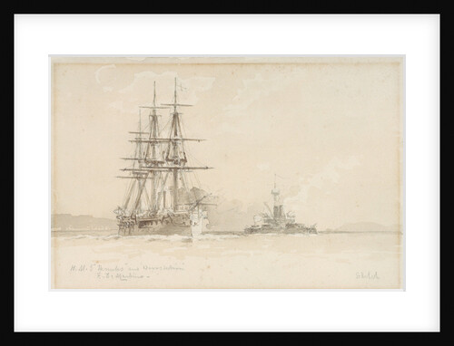 HMS 'Hercules' and 'Devastation' by Eduardo de Martino
