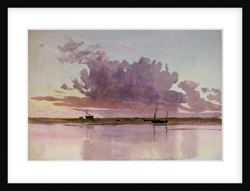 Study of a small sailing vessel at anchor at sunset by William Lionel Wyllie