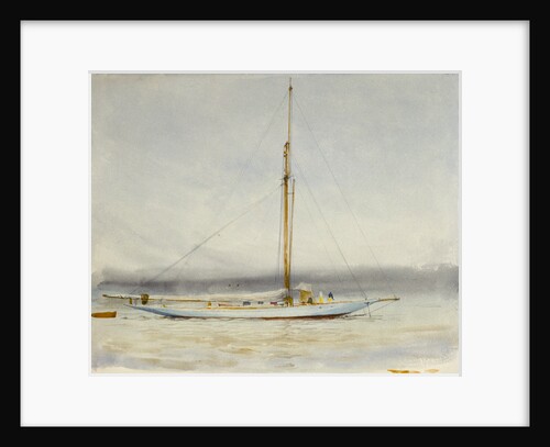 A large yacht at anchor by William Lionel Wyllie