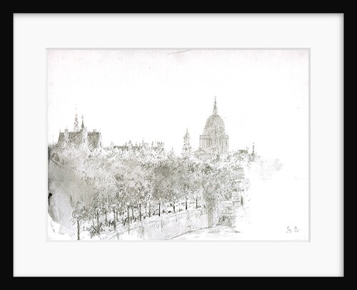 Sketch of St Paul's Cathedral from the Embankment, London by William Lionel Wyllie