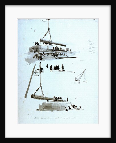 Lifting the 110 ton gun on board HMS 'Victoria' by William Lionel Wyllie