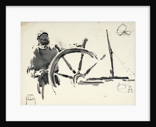 Sketch of seaman steering by William Lionel Wyllie
