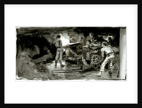 Scene showing a naval gun crew below decks by William Lionel Wyllie
