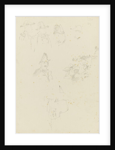 Slight studies of naval officers dress uniform, and a crowd by William Lionel Wyllie