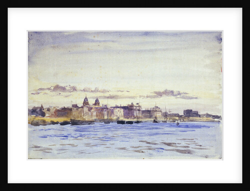 View of the Royal Naval College, Greenwich, at sunset, from Blackwall by William Lionel Wyllie