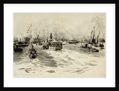 The Prince of Wales and Shah of Persia steaming up the Pool by William Lionel Wyllie