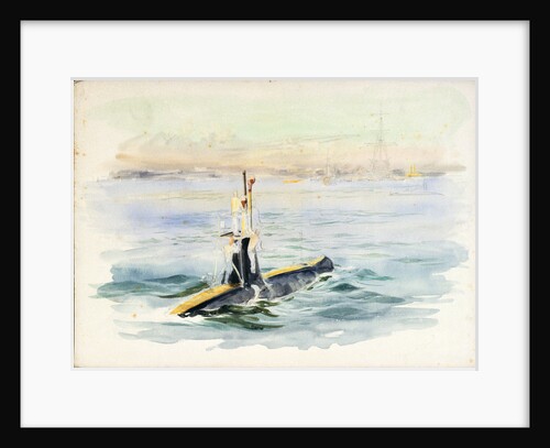 Study of an A-class submarine under way, possibly in Portsmouth Harbour by William Lionel Wyllie