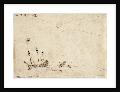 Two ships lying ahull in a heavy sea by Willem Van de Velde the Younger