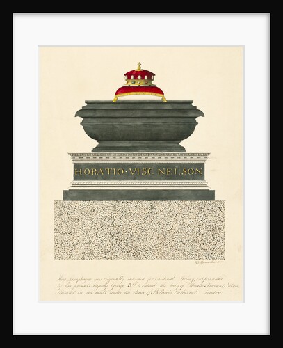 This sarcophagus was originally intended for Cardinal Wolsey, but presented by his present Majesty George 3rd to entomb the body of Horatio Viscount Nelson, situated in the vault under the dome of St Paul's Cathedral, London by H. Munn Sheers
