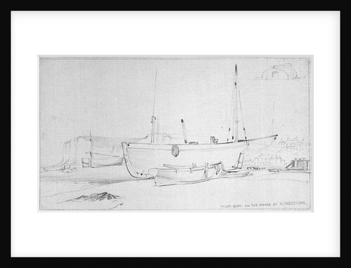 Pilot boat and other vessels beached at Kingsdown, near Deal by Edward William Cooke