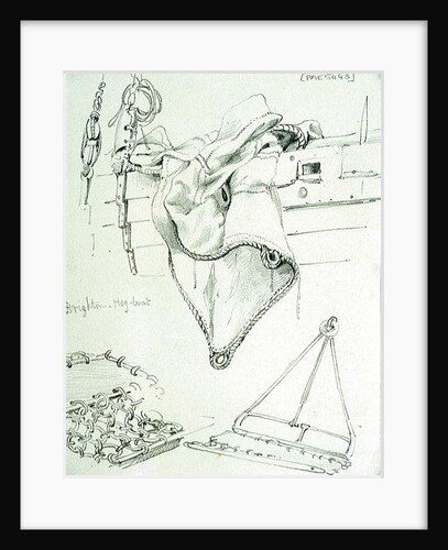 A sail hanging over the side of a hog boat, Brighton, oyster dredgers (1829) by Edward William Cooke