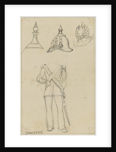 Details of military uniforms, including helmet by Edward William Cooke