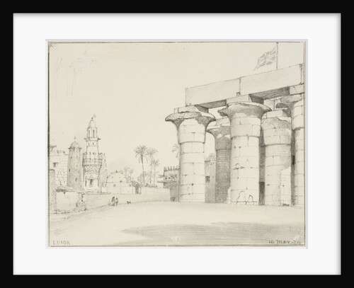 The colonnade of the Temple of Luxor, Egypt, with the Mosque of Abu'l Haggag by Edward William Cooke
