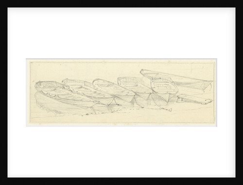 Wherries at Richmond, a study for the shipping and craft plate, with further studies on reverse by Edward William Cooke