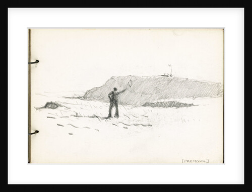 Rough sketch of a man signalling by Ernest Dade