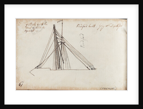 Details of rigging of 'Bedford' by Thomas Luny
