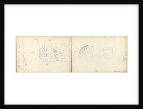 Slight sketches of stern of vessel 'General Goddard', with notes by Thomas Luny
