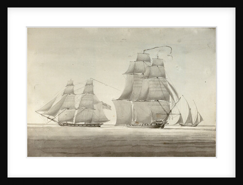 HMS 'Menelaus' and 'Eclair' with a settee by William Innes Pocock