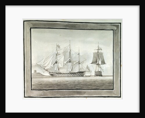 HMS 'Caledonia' in two positions by William Innes Pocock