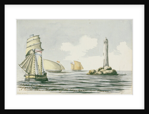 A Dutch Galliot, a Spanish felucca, a French Chasse-maree off the Eddystone lighthouse by Henry Studdy