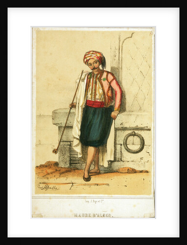 A moor from Algiers smoking a pipe with a view out to sea behind by Puvis Lasvalle
