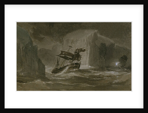 The Erebus passing through the chain of bergs, 13 March 1842 by J.E. Davis