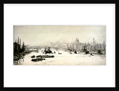 Below London Bridge, Hay's Wharf and the Monument by William Lionel Wyllie