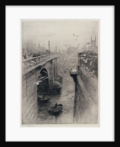 London Bridge and Southwark Cathedral by William Lionel Wyllie